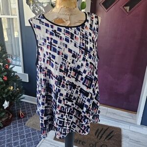 White House Black Market Geometric Tank Top - Blue, Pink, White